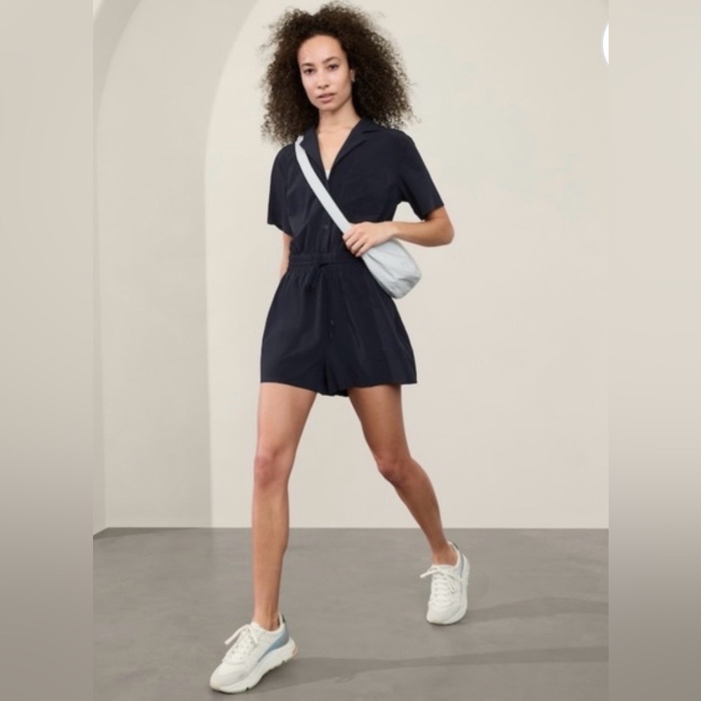 Athleta Avenue Shorts Romper, NWT, Navy,, Large Tall